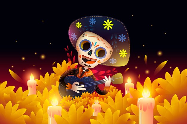 Płaska Konstrukcja Tła Dia De Muertos