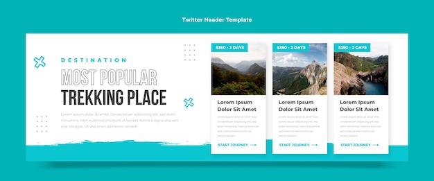 Bezpłatny wektor płaska konstrukcja trekkingowego nagłówka twittera