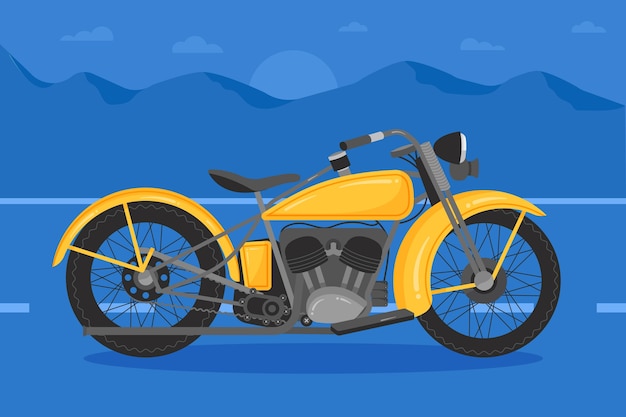 Płaska Konstrukcja Vintage Ilustracji Motocykla