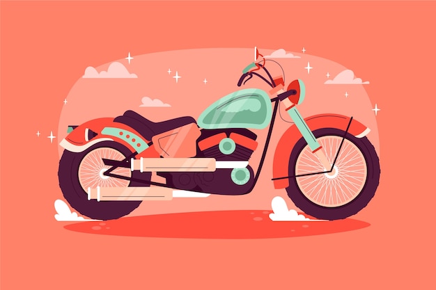 Bezpłatny wektor płaska konstrukcja vintage ilustracji motocykla