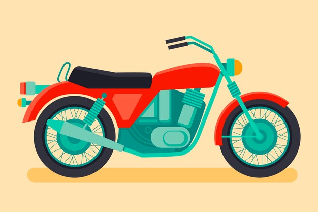 Płaska konstrukcja vintage ilustracji motocykla