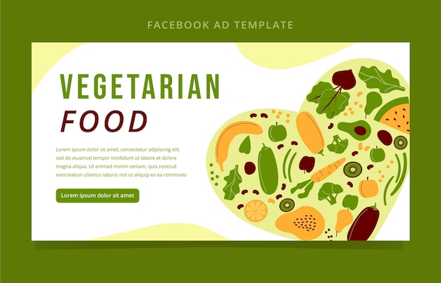 Bezpłatny wektor płaska konstrukcja wegetariańskie jedzenie na facebooku