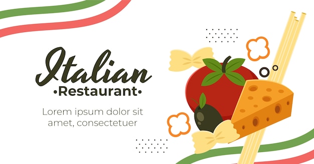 Płaska konstrukcja włoskiej restauracji facebook szablon