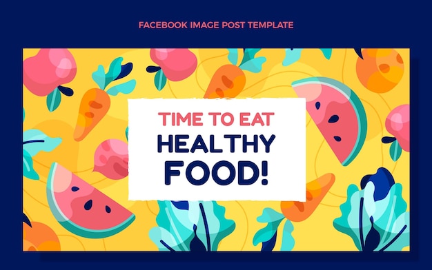 Bezpłatny wektor płaska konstrukcja zdrowej żywności na facebooku