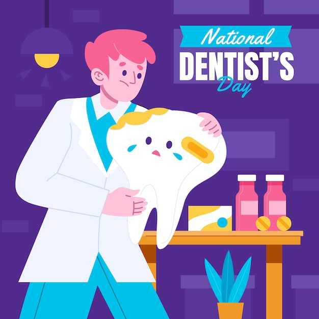 Płaska Krajowa Ilustracja Dnia Dentysty