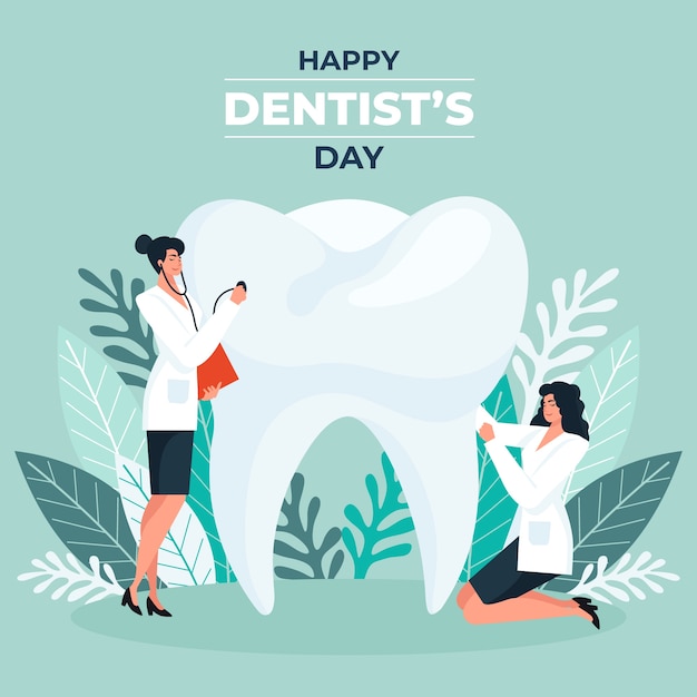Płaska krajowa ilustracja dnia dentysty