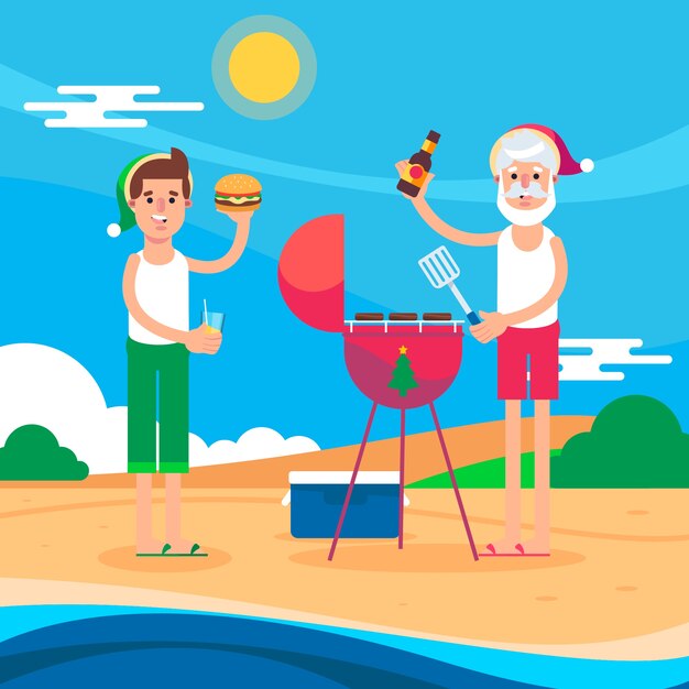 Płaska letnia ilustracja świąteczna