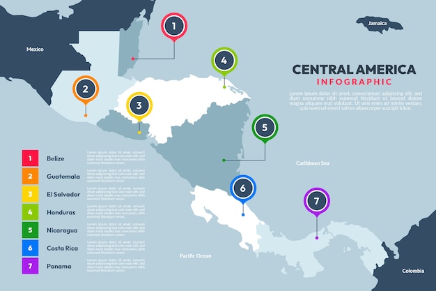 Płaska Mapa Ameryki środkowej!