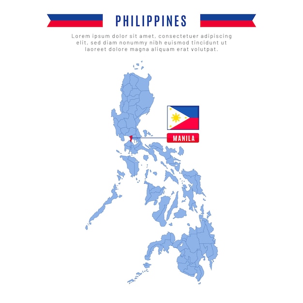Bezpłatny wektor płaska mapa filipińska