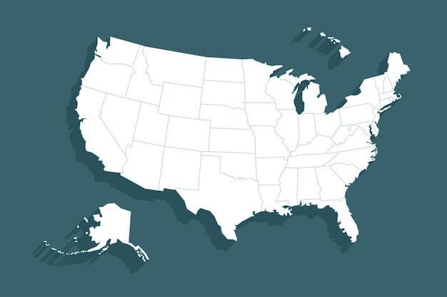 Płaska mapa konturowa usa