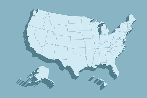 Płaska mapa konturowa usa