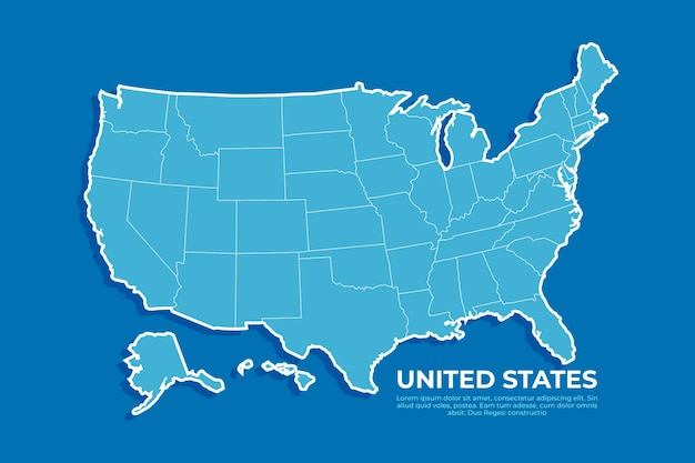 Płaska mapa konturowa usa