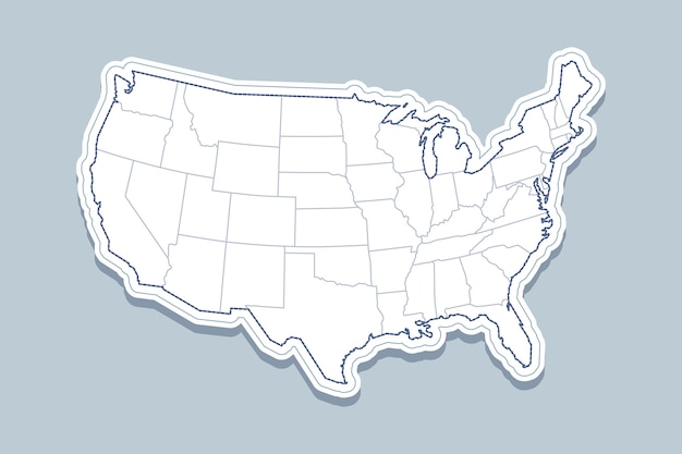 Bezpłatny wektor płaska mapa konturowa usa