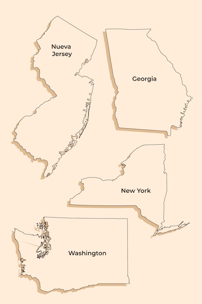 Bezpłatny wektor płaska mapa stanów usa