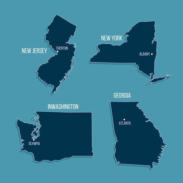 Bezpłatny wektor płaska mapa stanów usa