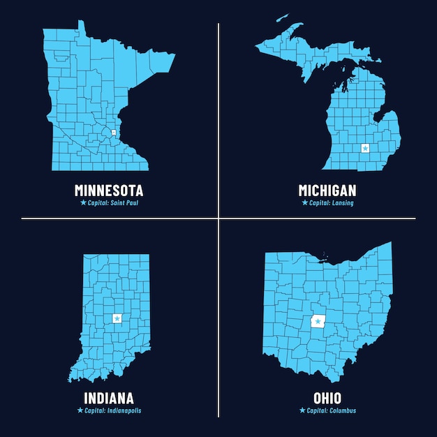 Płaska Mapa Stanów Usa