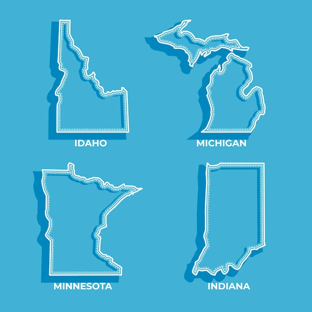 Bezpłatny wektor płaska mapa stanów usa