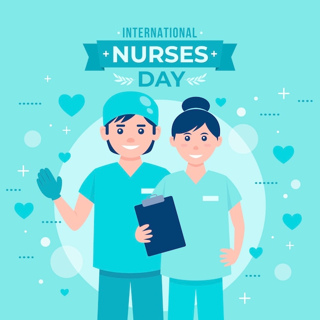 Bezpłatny wektor płaska międzynarodowa ilustracja dnia pielęgniarek