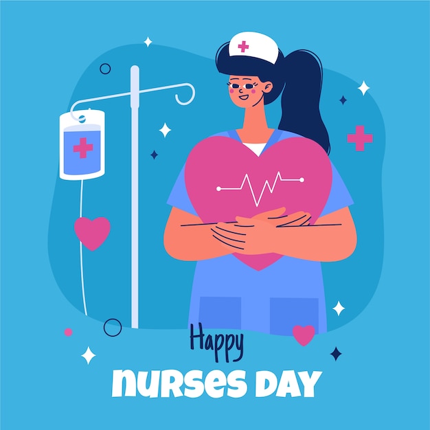 Płaska międzynarodowa ilustracja dnia pielęgniarek