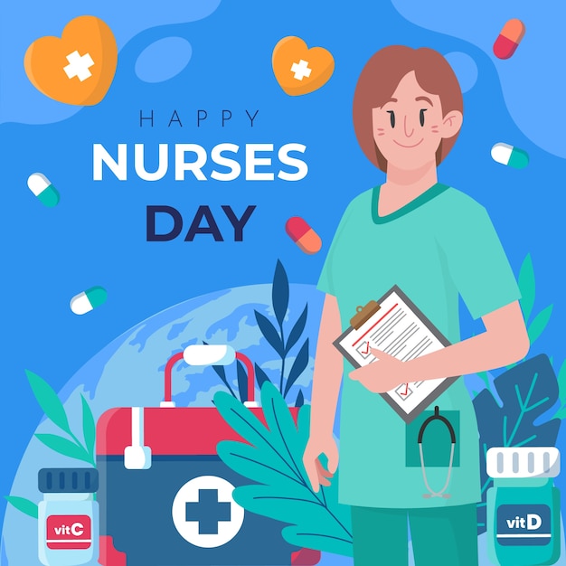 Płaska międzynarodowa ilustracja dnia pielęgniarek