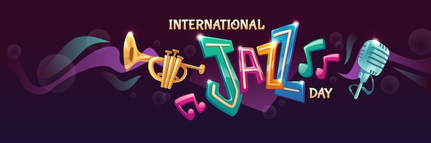 Płaska międzynarodowa ilustracja dzień jazzu