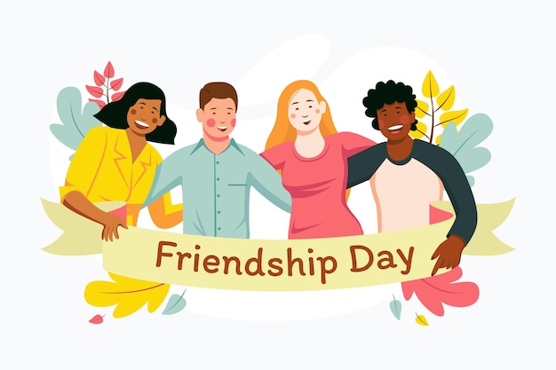 Bezpłatny wektor płaska międzynarodowa ilustracja dzień przyjaźni