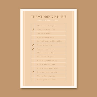 Płaska, minimalistyczna lista wiader ślubnych