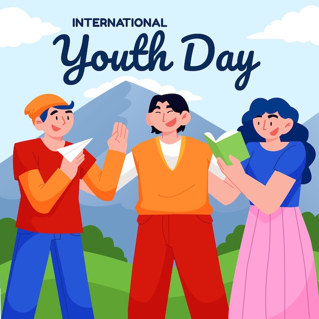Bezpłatny wektor płaska narodowa ilustracja dnia młodzieży