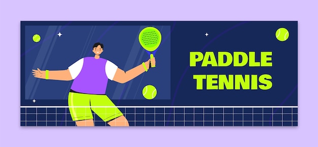 Bezpłatny wektor płaska okładka facebooka na paddle tennis