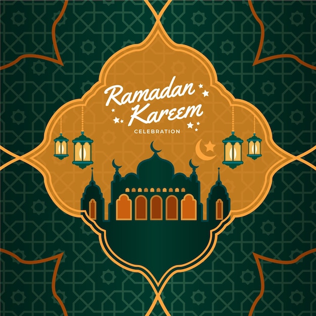 Bezpłatny wektor płaska ramadan kareem ilustracja