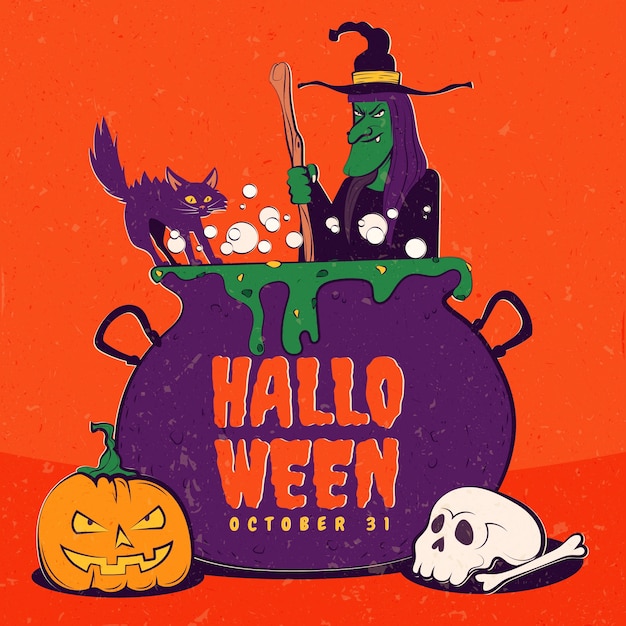 Płaska Rocznika Ilustracja Halloween