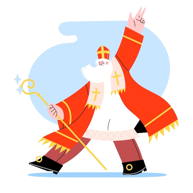 Bezpłatny wektor płaska sinterklaas ilustracja