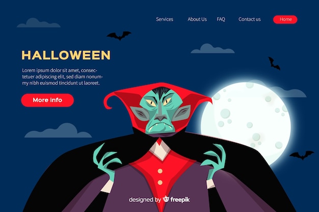 Bezpłatny wektor płaska strona docelowa halloween