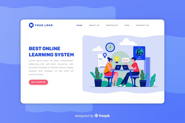 Płaska strona docelowa koncepcji e-learningu