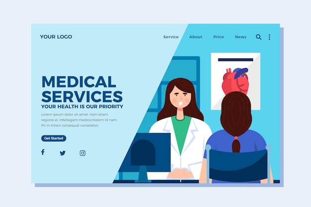 Płaska Strona Docelowa Usług Medycznych