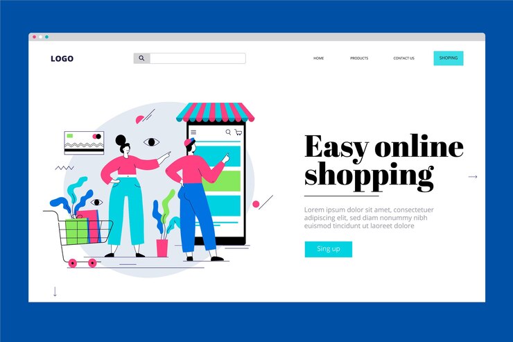 Bezpłatny plik Wektor płaska strona docelowa zakupy online