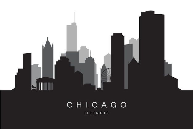Płaska sylwetka panoramę chicago