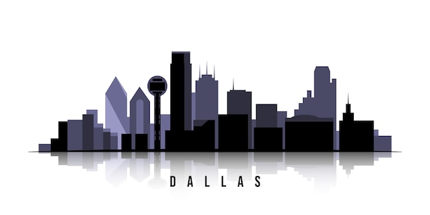 Płaska Sylwetka Panoramę Dallas