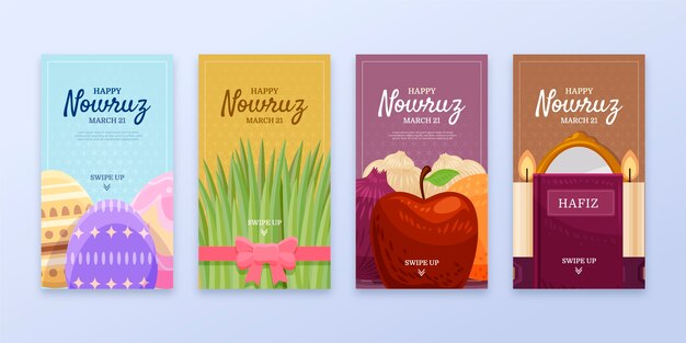 Płaska szczęśliwa kolekcja opowiadań nowruz na Instagramie