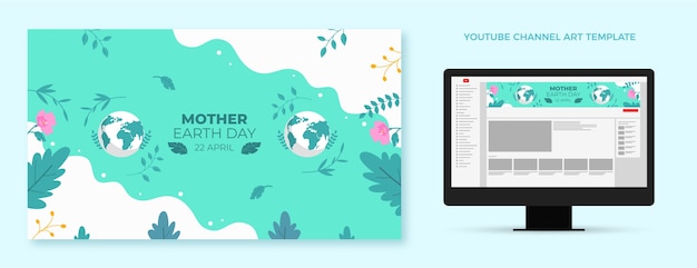 Bezpłatny wektor płaska sztuka kanału youtube dzień ziemi
