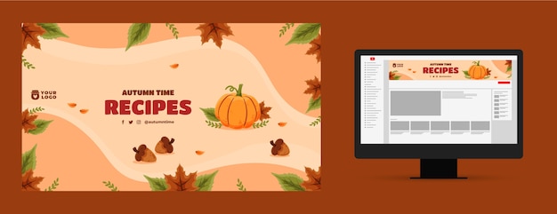 Bezpłatny wektor płaska sztuka kanału youtube na jesienne obchody