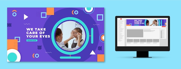 Bezpłatny wektor płaska sztuka kanału youtube okulista