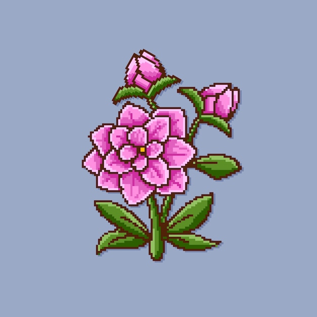 Bezpłatny wektor płaska sztuka piksela w kształcie kwiatu