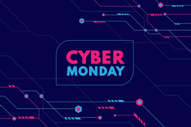 Bezpłatny plik Wektor płaska technologia cyber poniedziałek w tle
