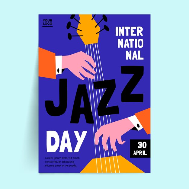 Płaska ulotka międzynarodowego dnia jazzu