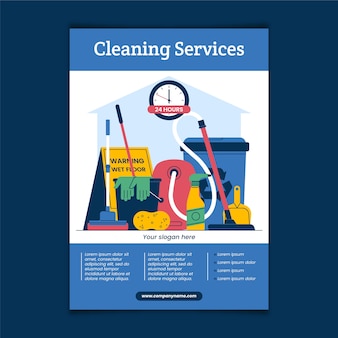 Płaska ulotka usługi sprzątania