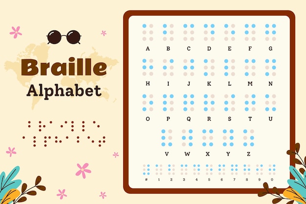 Bezpłatny wektor płaski alfabet / czcionka na światowy dzień braille'a