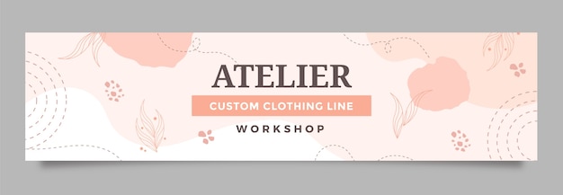 Płaski baner drgający atelier o abstrakcyjnych kształtach