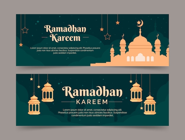 Bezpłatny wektor płaski baner ramadan