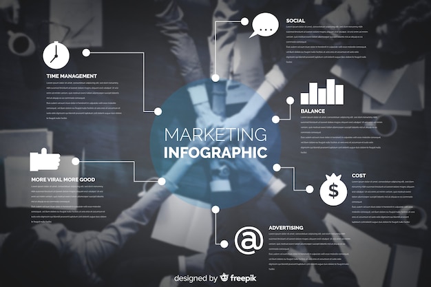 Płaski biznesowy infographic z fotografią